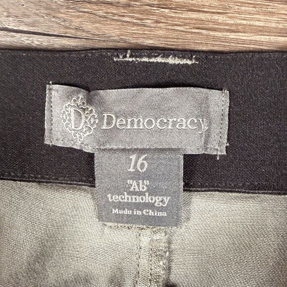 NWT Democracy Pants Women 16 Green Ab Solution HighRise Trouser Stretch Wide Leg - Picture 4 of 8